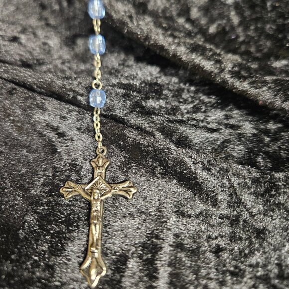 Clear blue color beaded Rosary - Picture 7 of 7